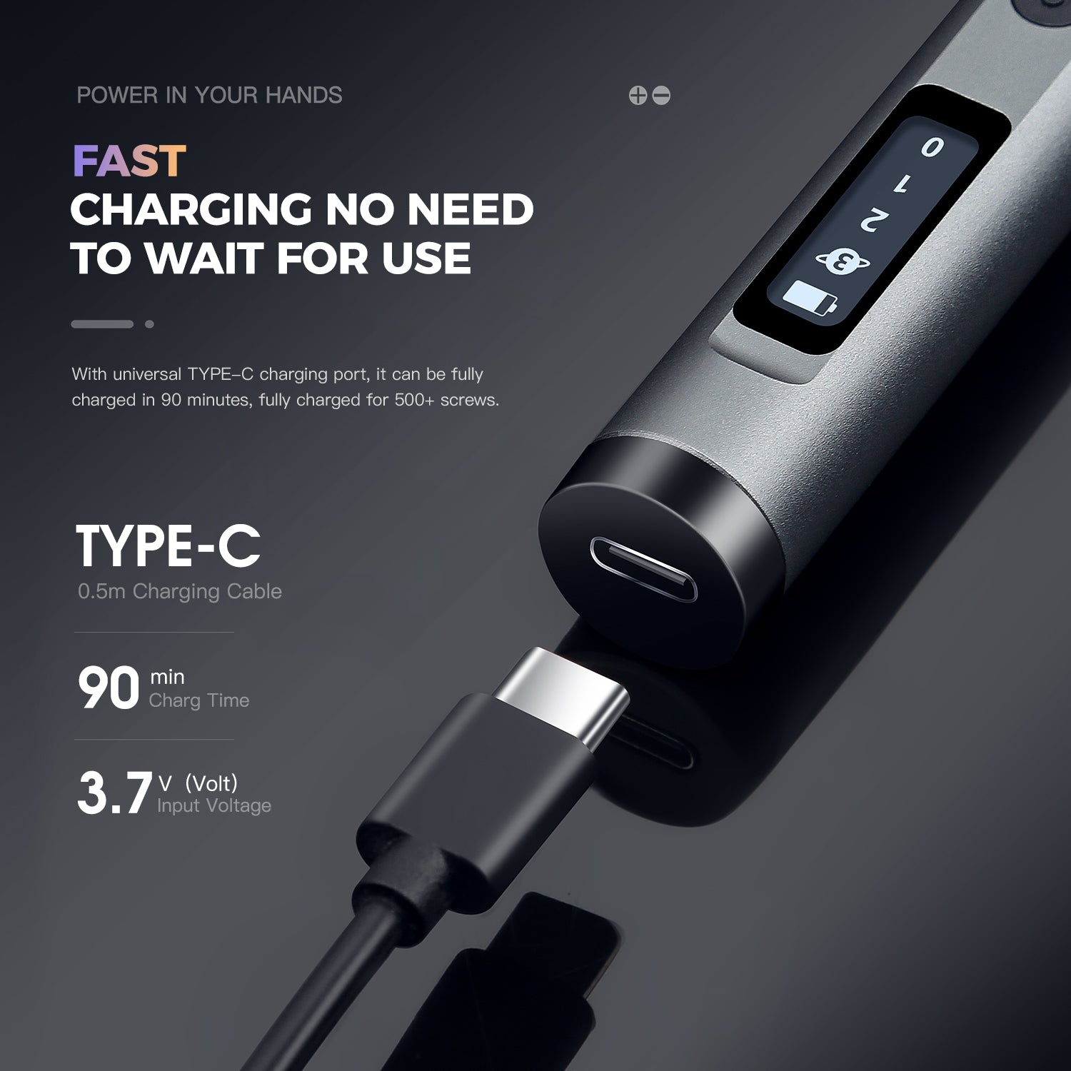 Charging cable with Type-C connector on a dark background