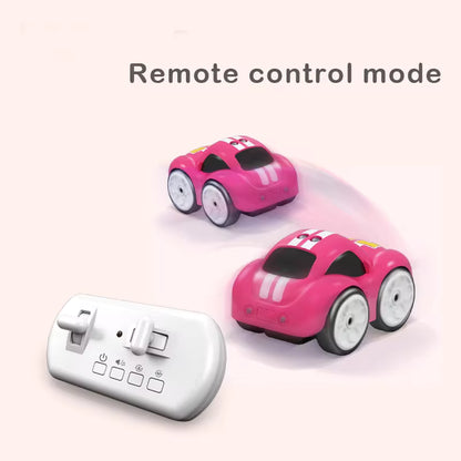 2.4G Novelty 3 Modes Inductive Following Obstacle Avoidance Line Track Music Cartoon RC Remote Control Mini Car Toy for Kid